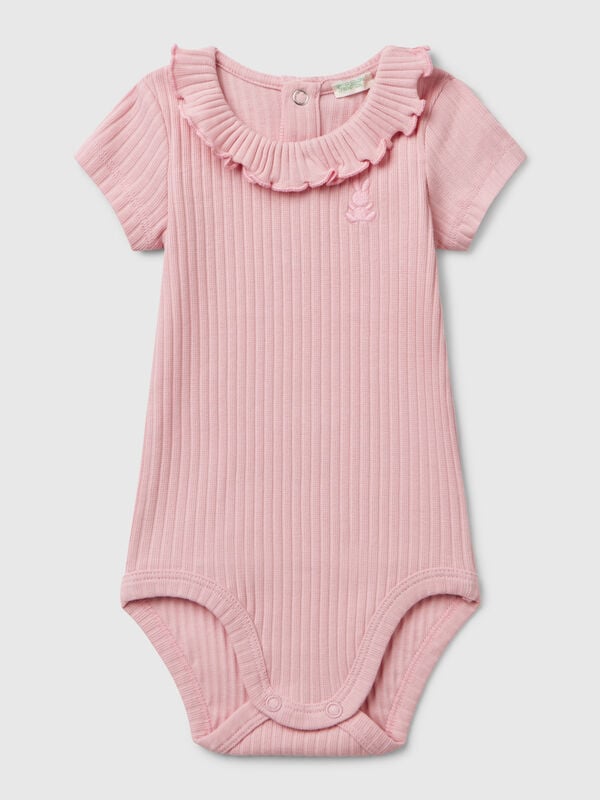 Body con cuello de algodón elástico Recién nacidos