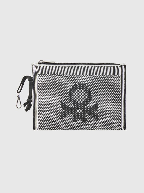 Black and white jacquard clutch Women