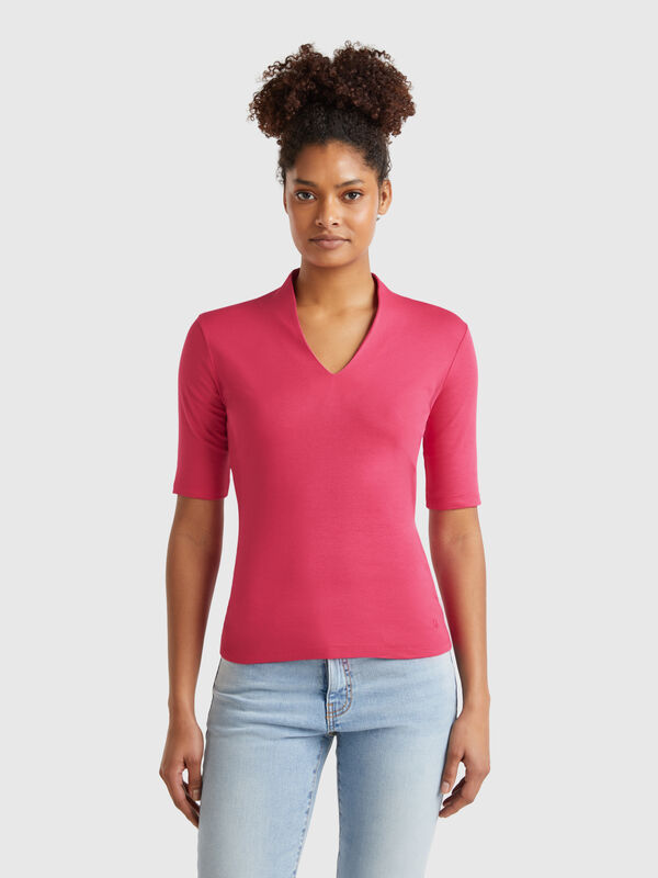 Camiseta slim fit de algodón de fibra larga Mujer