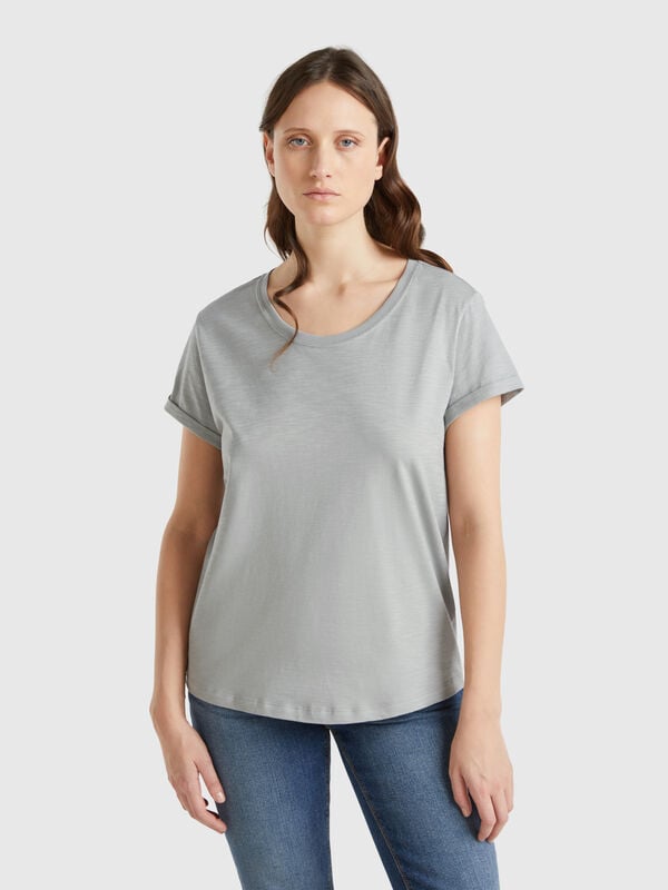 Camiseta de manga corta de algodón ligero Mujer