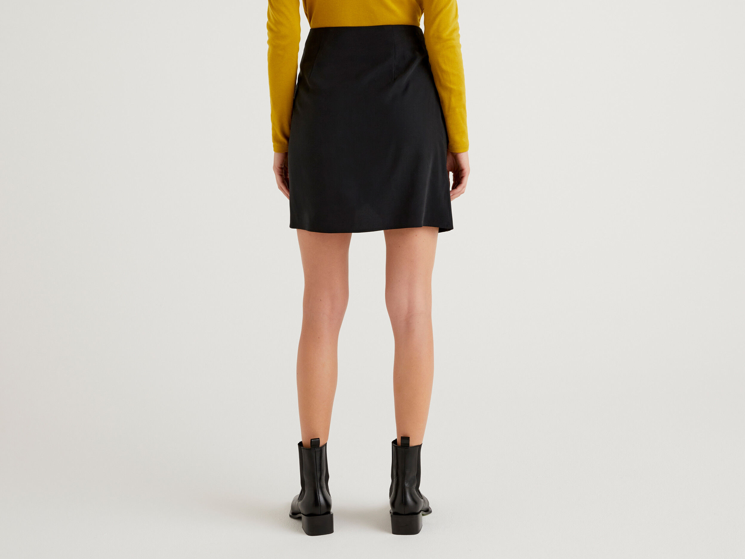 Flowy wrap mini skirt Black Benetton