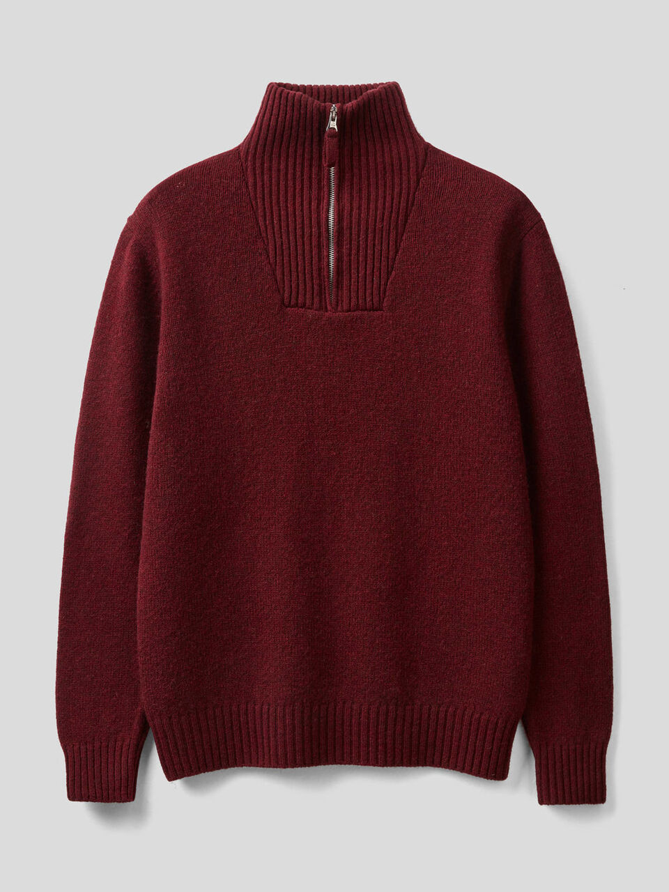 Sweater with zipped collar in pure wool image number 1