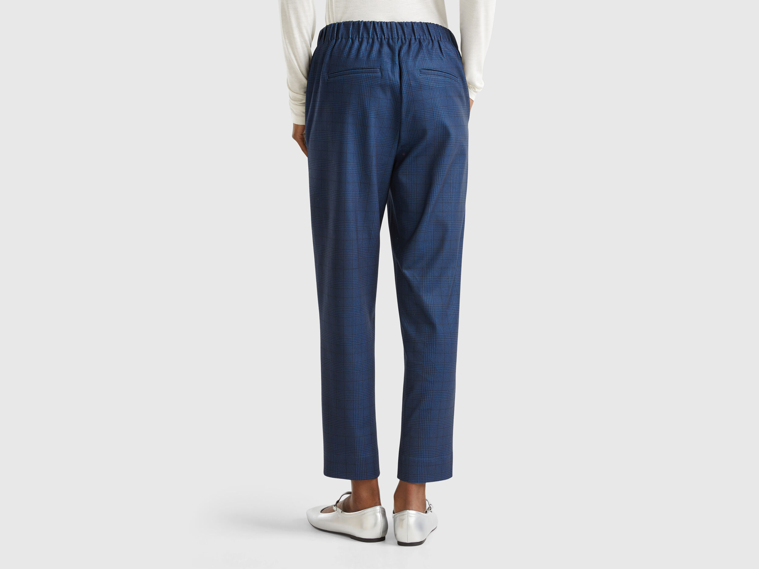 Dark blue Prince of Wales joggers Dark Blue Benetton