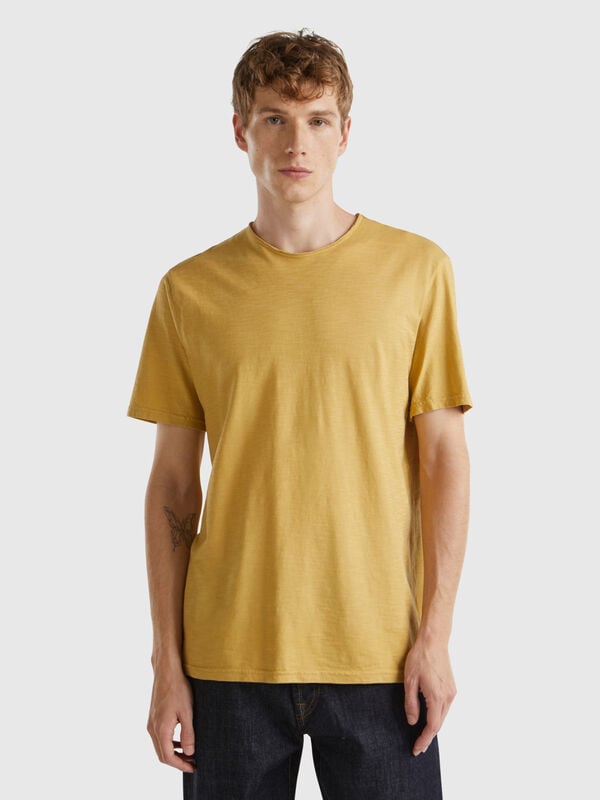 Beige t-shirt in slub cotton Men