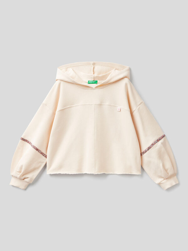 Cropped hoodie with jeweled details Junior Girl