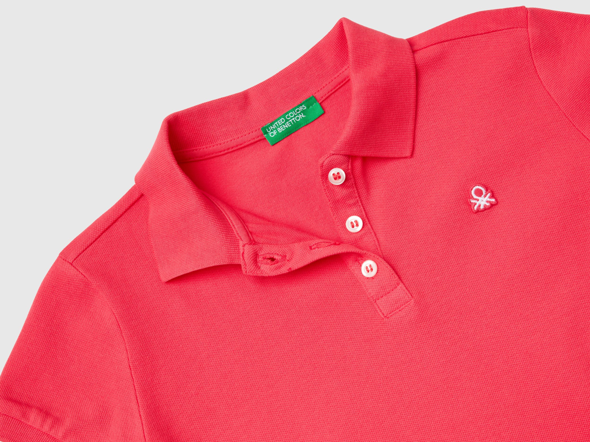 Polo de manga corta de algodon organico Fucsia Benetton