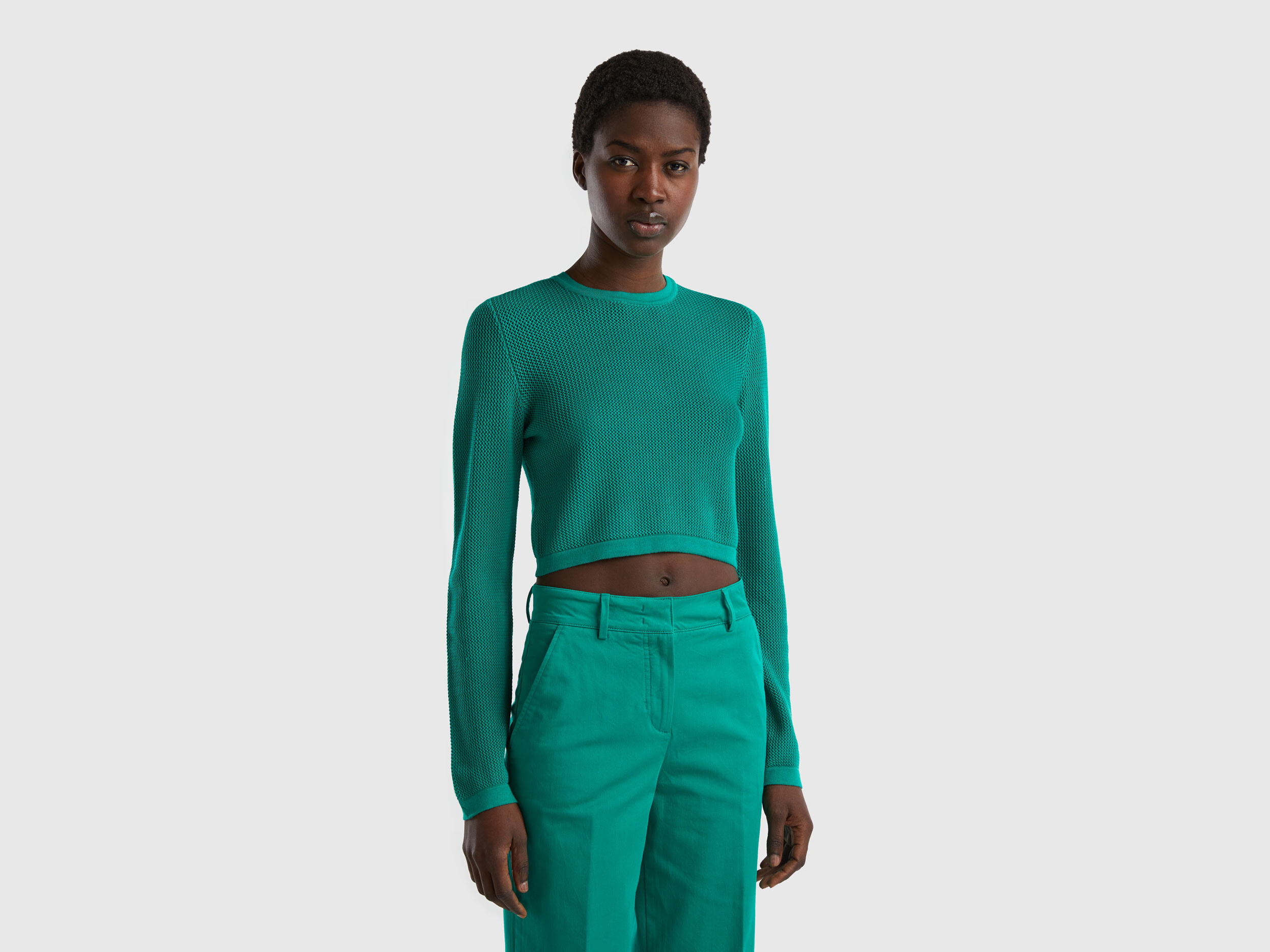 Green online cropped sweater