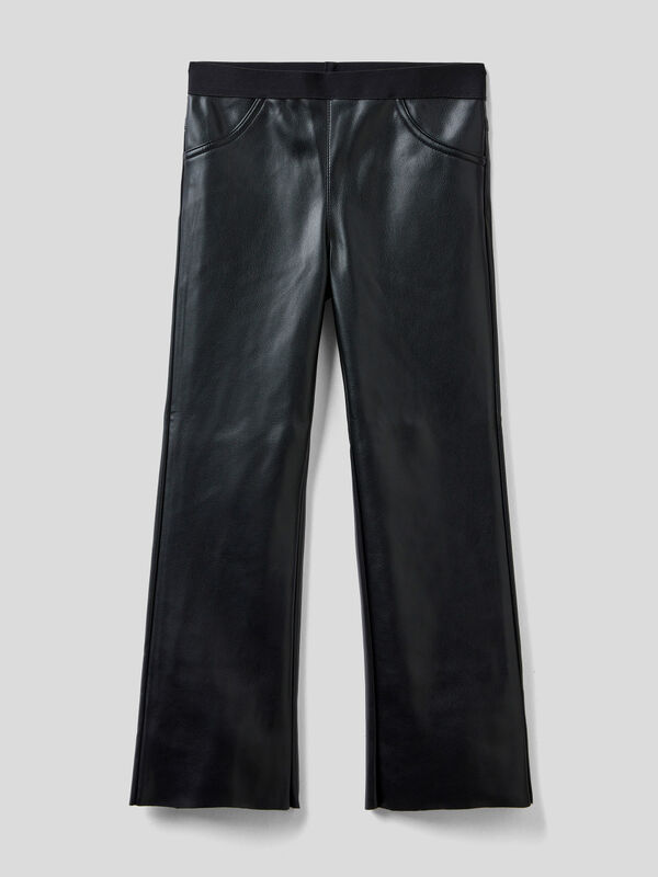 Flared trousers in imitation leather fabric Junior Girl