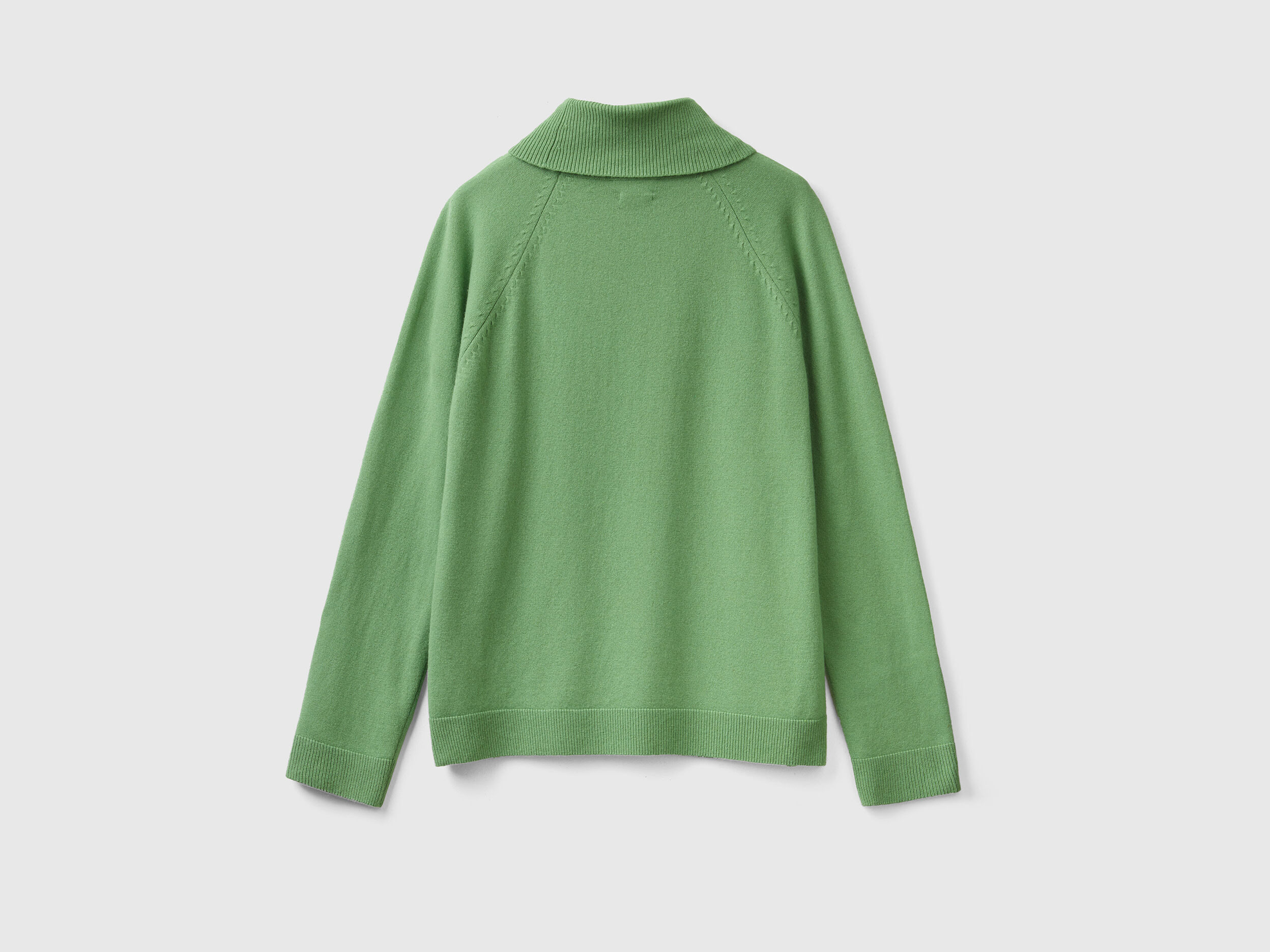 Sage green turtleneck in wool and cashmere blend Green Benetton