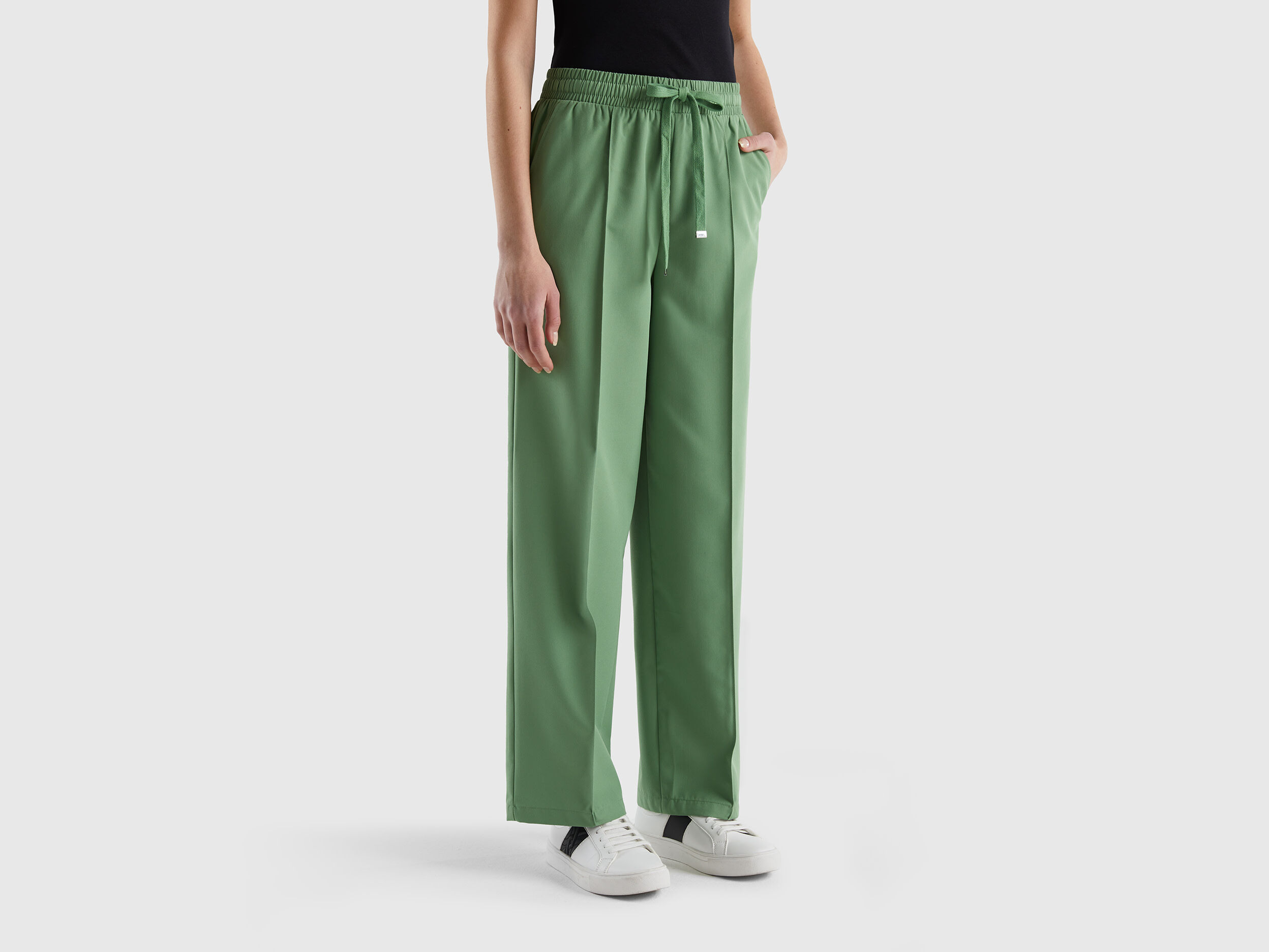 green flowy pants