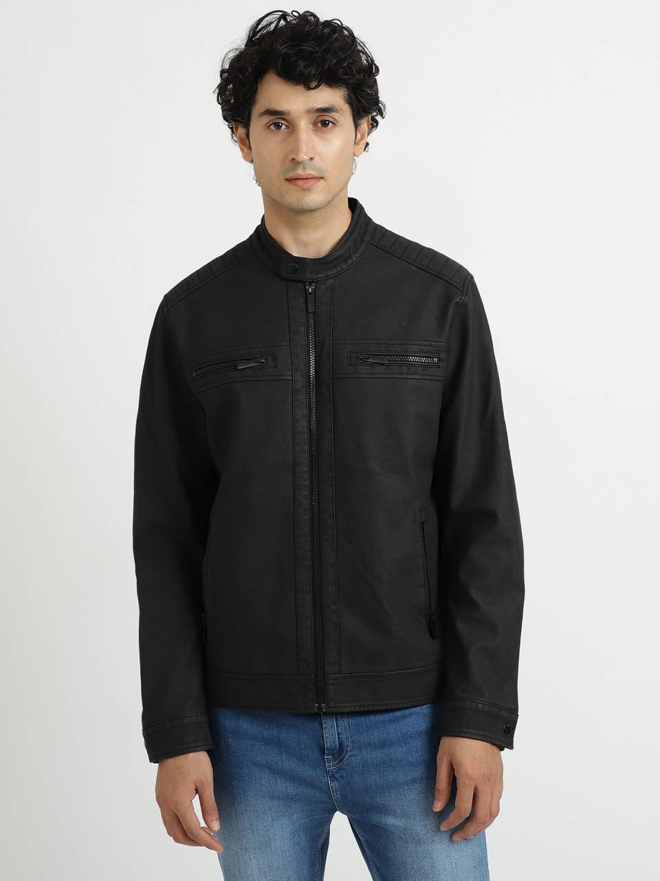 Band collar jacket hotsell