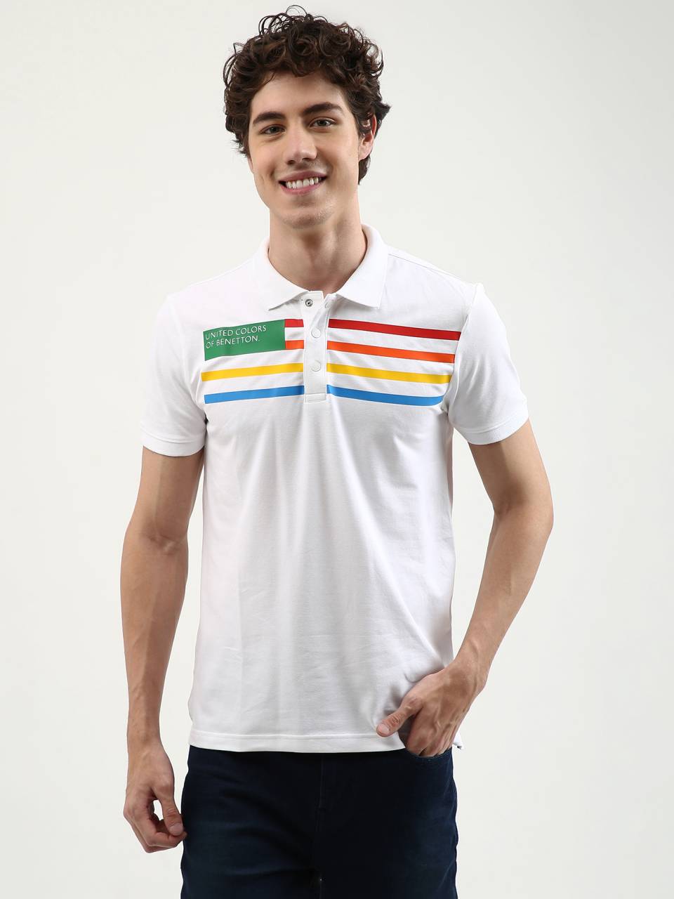 White Polo Shirt Blanco Benetton