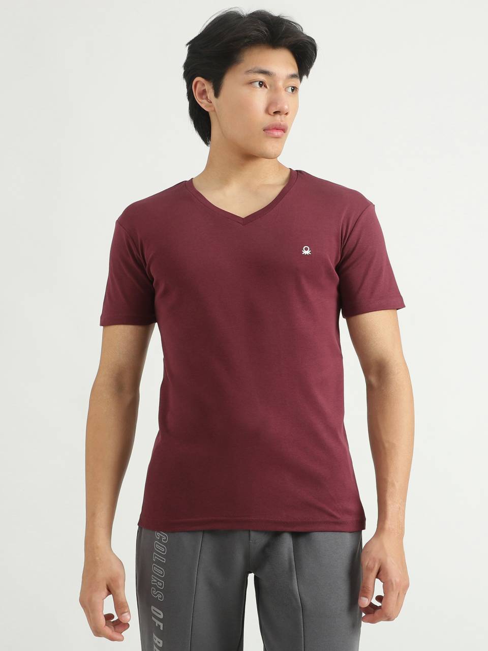 Burgundy v neck t shirt top