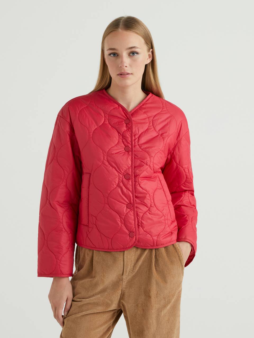 Womens red quilted jacket store