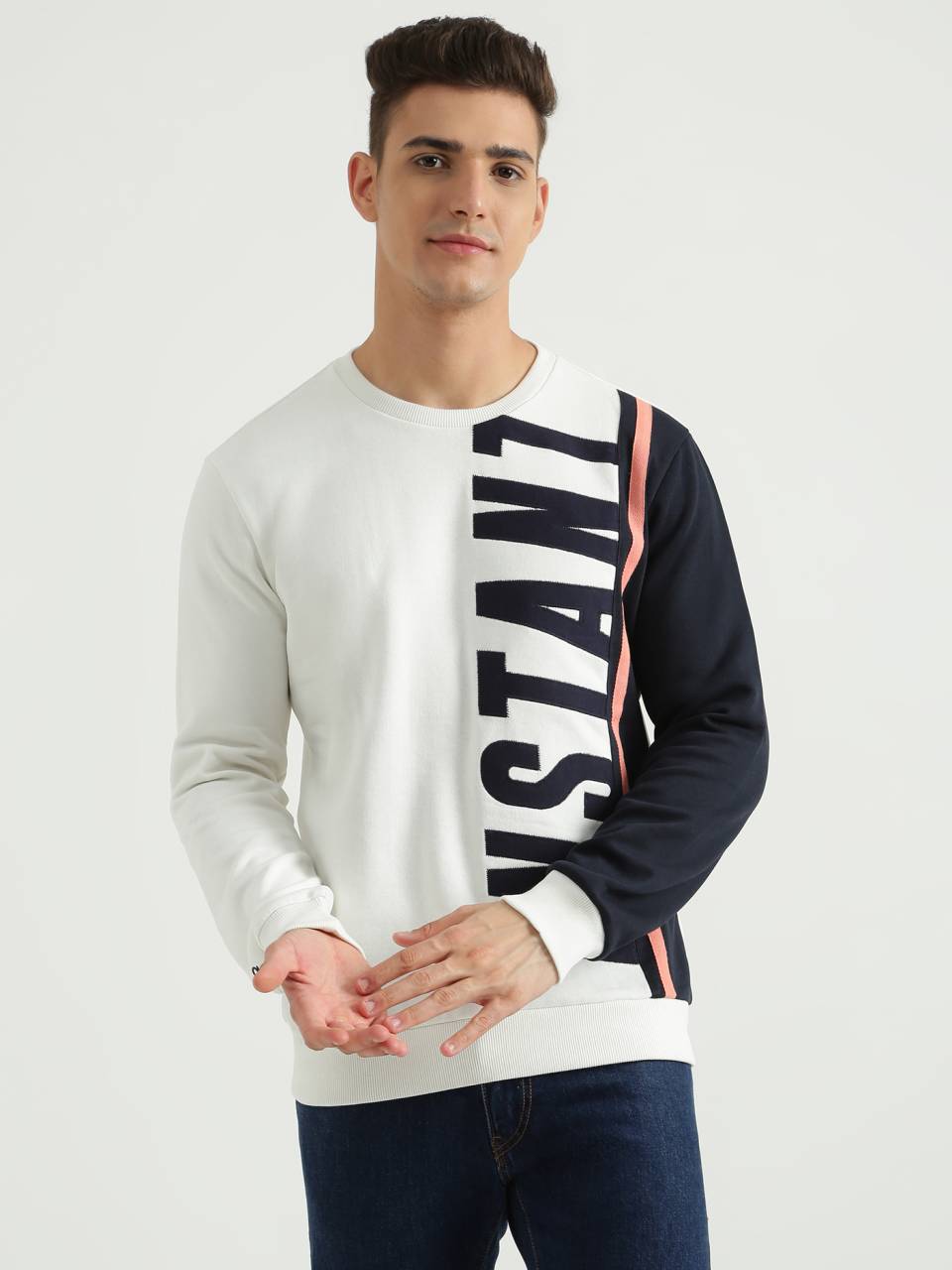Mens Long Sleeve Solid Sweatshirt Multi color Benetton