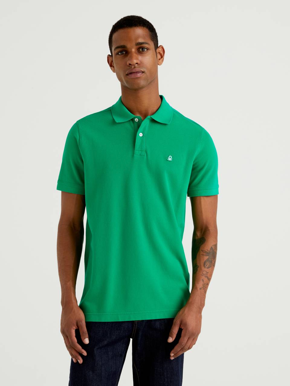 brown and green polo shirt