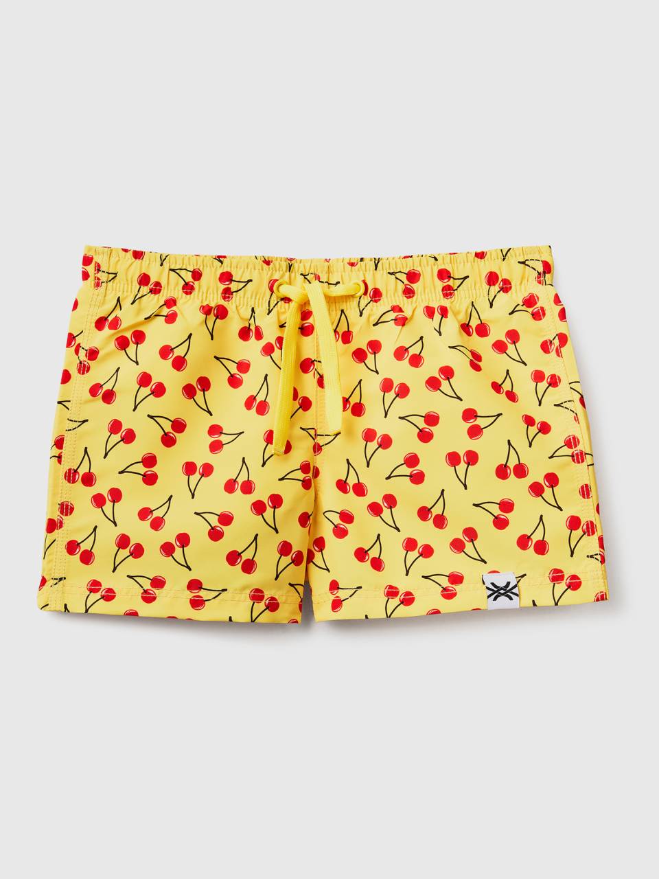 Yellow swim trunks with cherry pattern Yellow Benetton