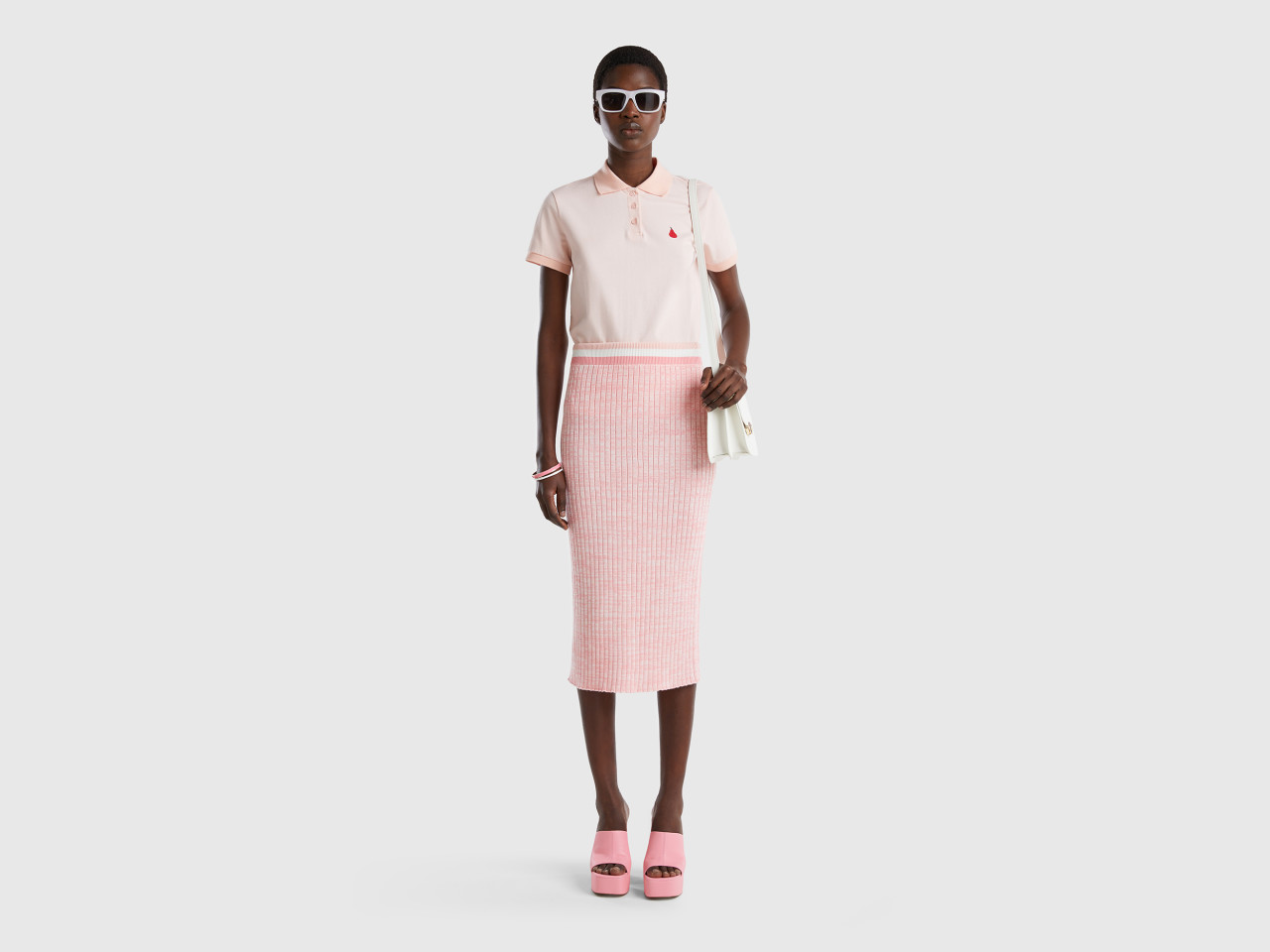 Pink gingham pencil skirt top