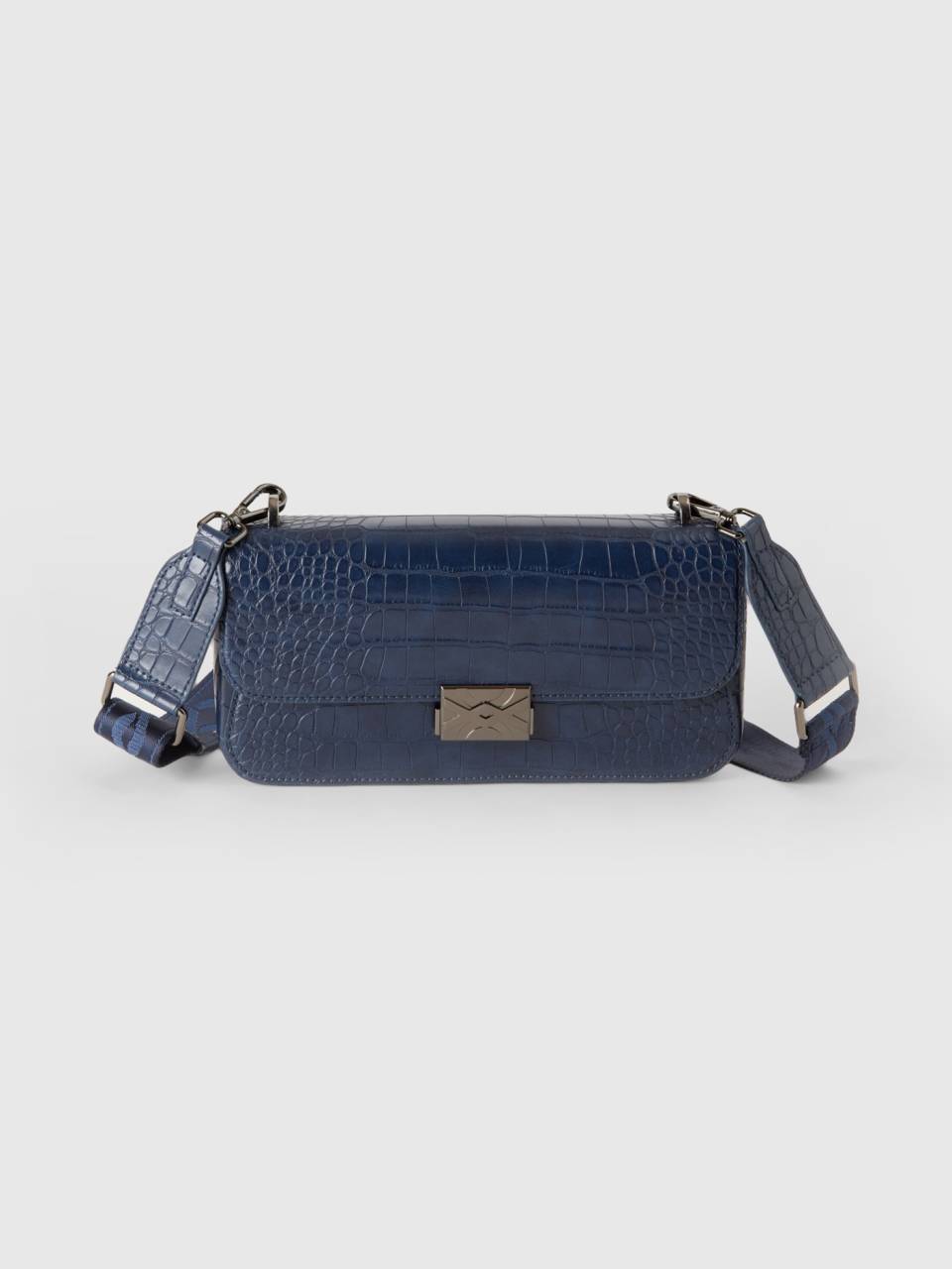 Medium dark blue Be Bag with crocodile print - Dark Blue | Benetton