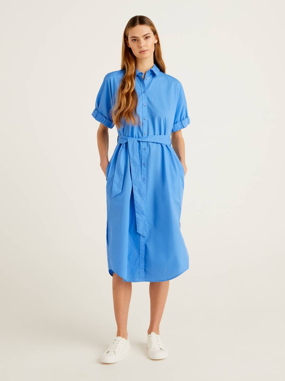 Bright blue shirt dress hot sale