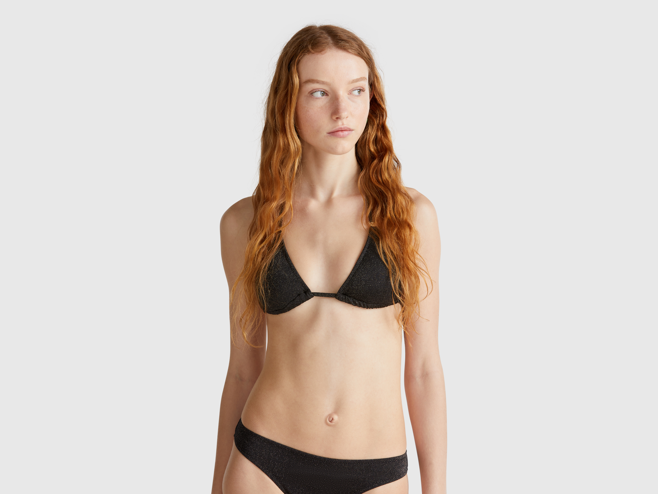 Triangle bikini top with lurex - Black | Benetton