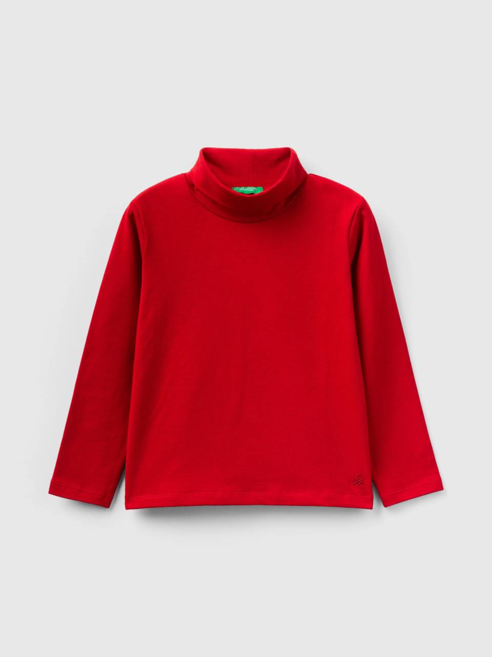 Turtleneck t shirt in stretch cotton Red Benetton
