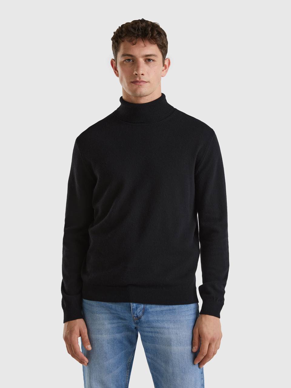 Mens black wool top turtleneck
