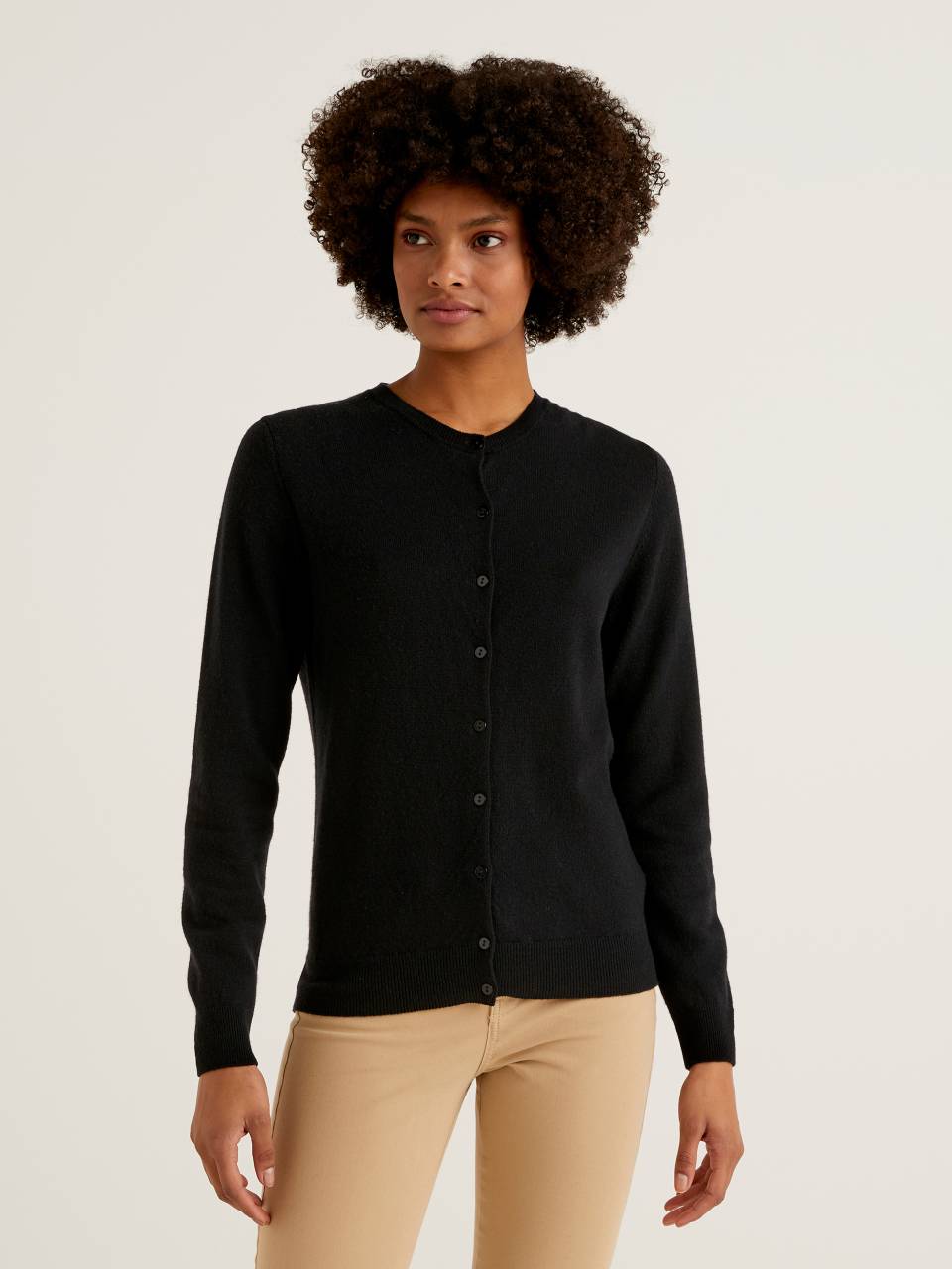 black round neck cardigan