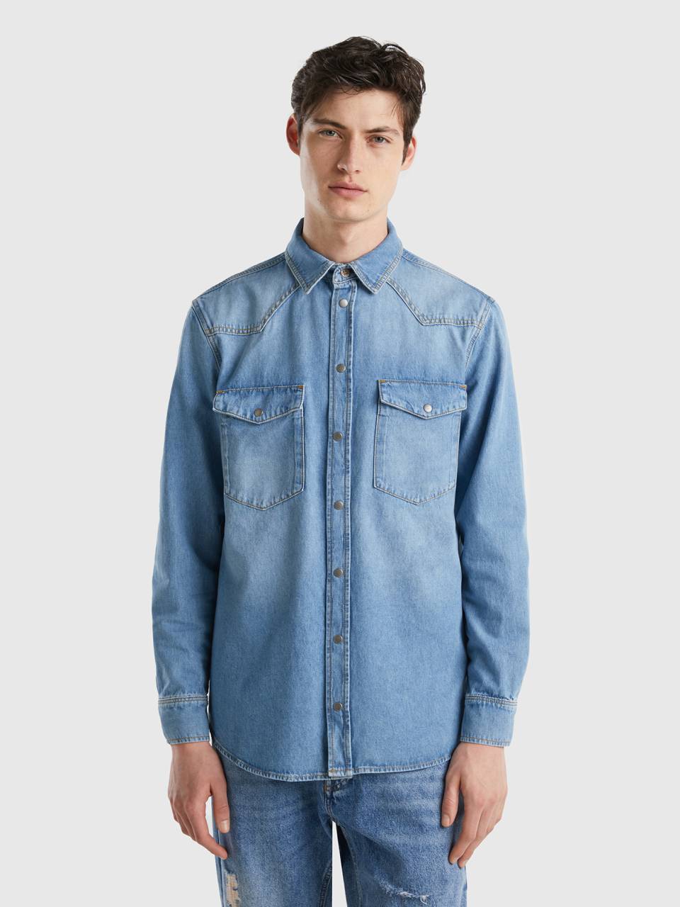 Benetton denim hot sale shirt