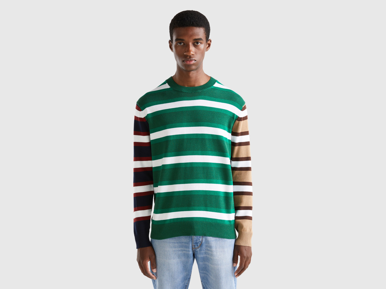 Men s Long Sleeve Cotton Tricot Sweaters 2024 Benetton