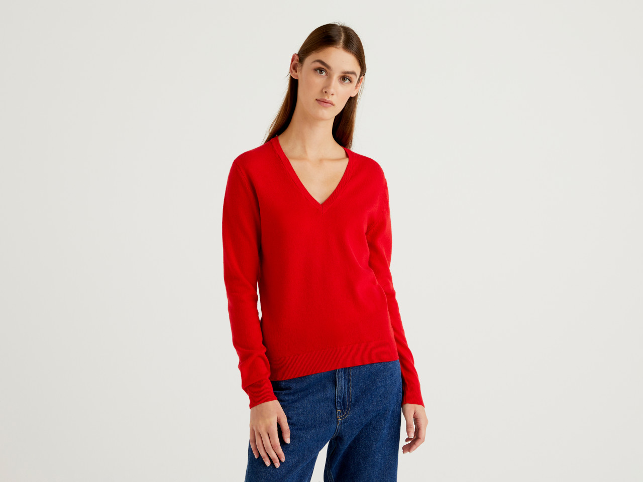 red v neck cardigan