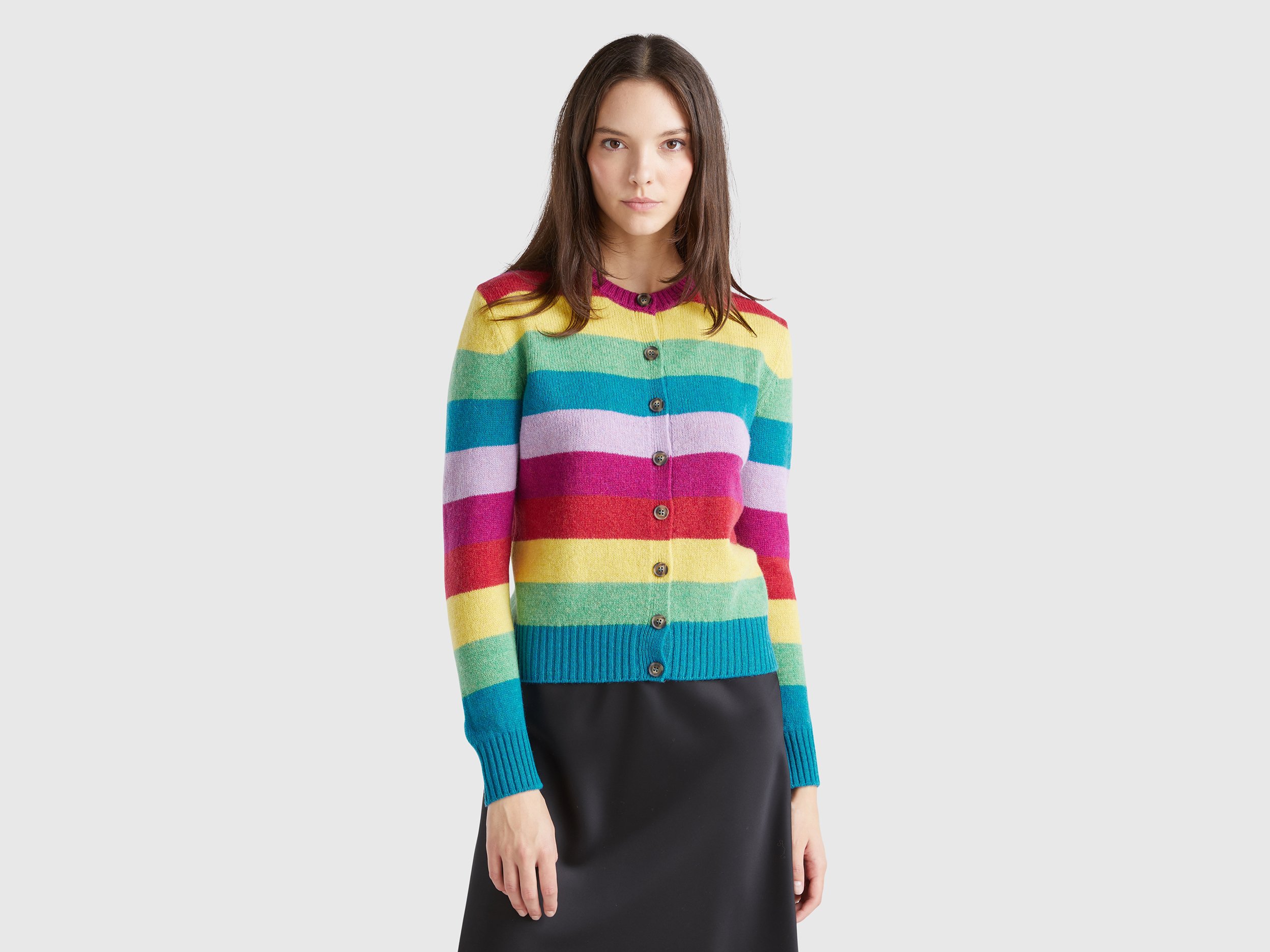 Vintage 50s 60s Campus Shetland Wool Knit Cardigan Sweater