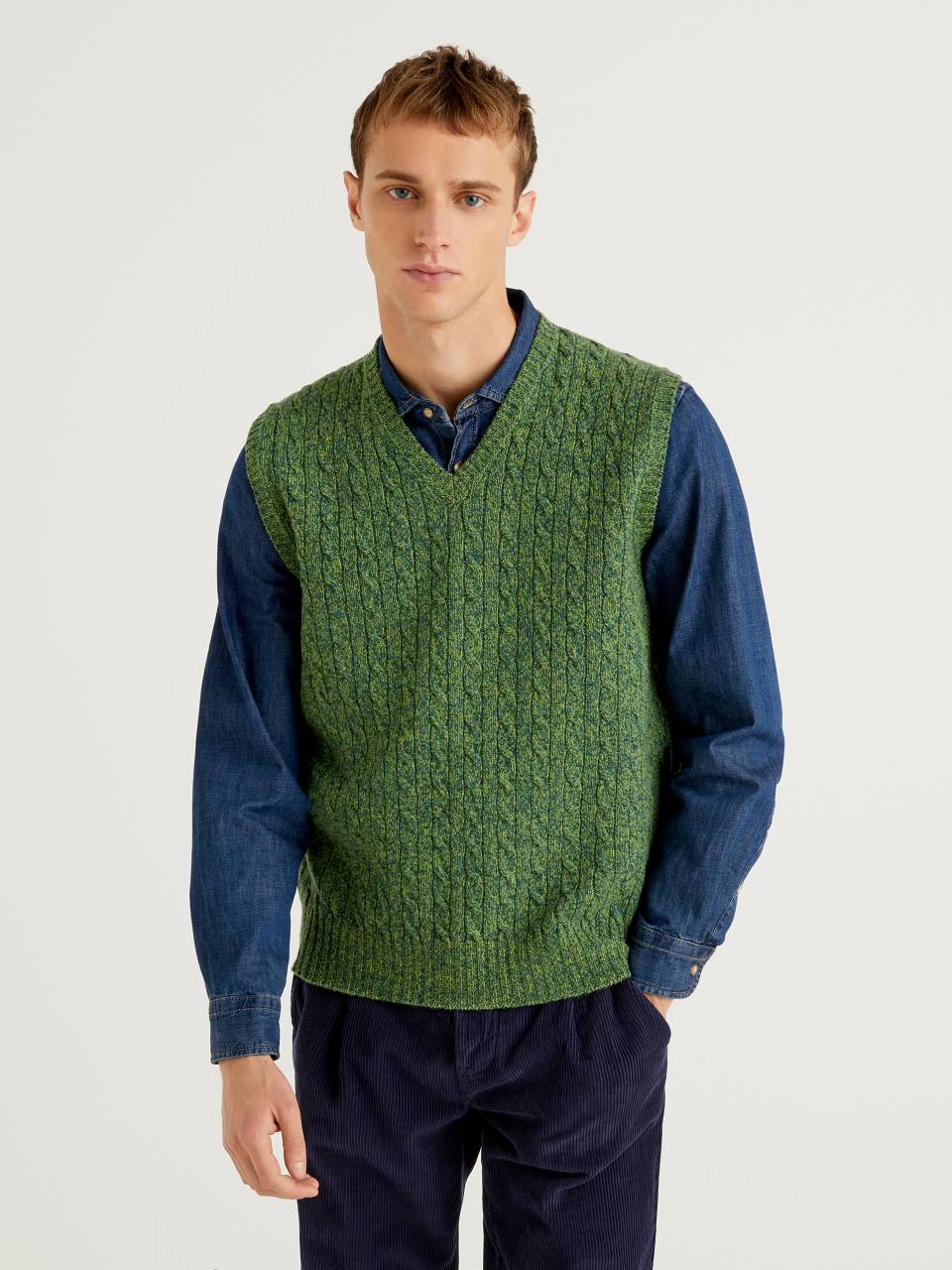 Vest in pure Shetland wool Green Benetton