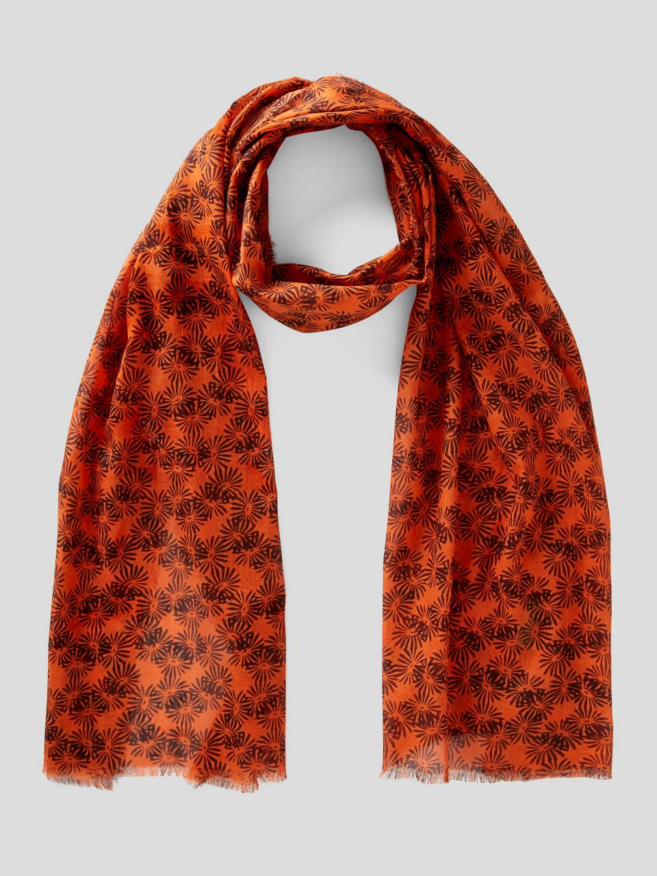 Patterned scarf in 100 organic cotton Orange Benetton