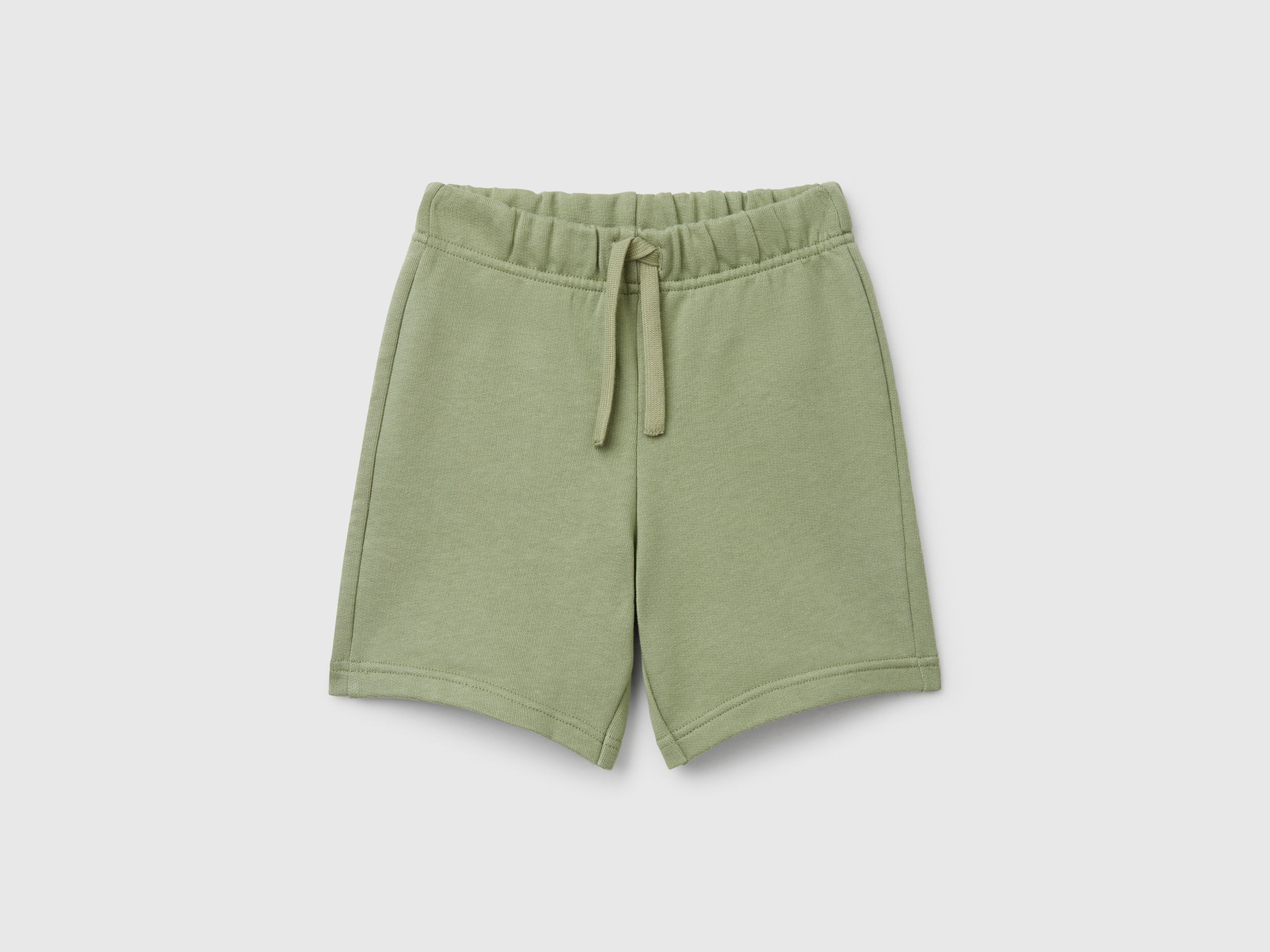 Bermuda shorts in cotton fleece - Olive Green | Benetton