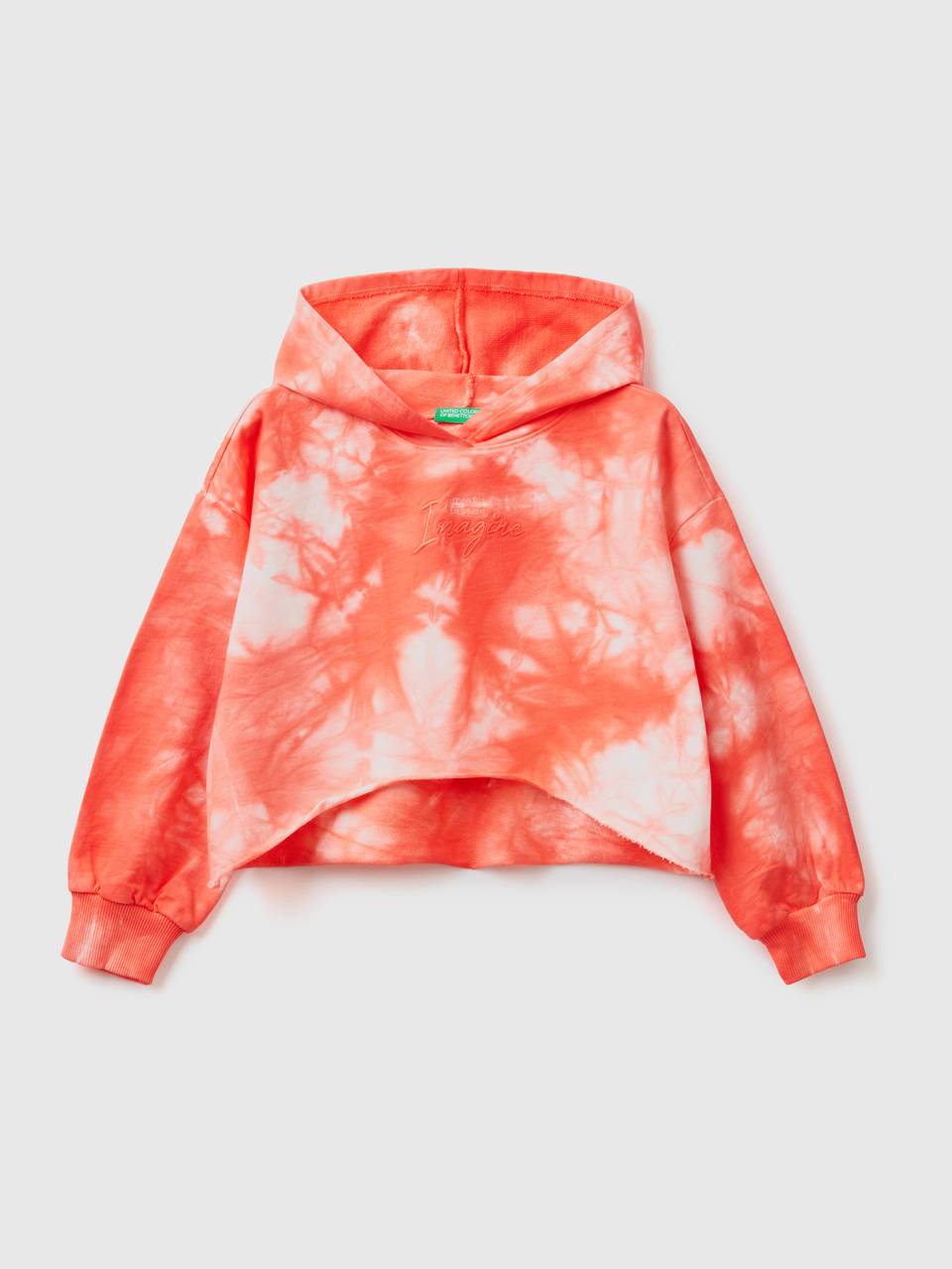 Cropped tie dye hoodie Orange Coral Benetton