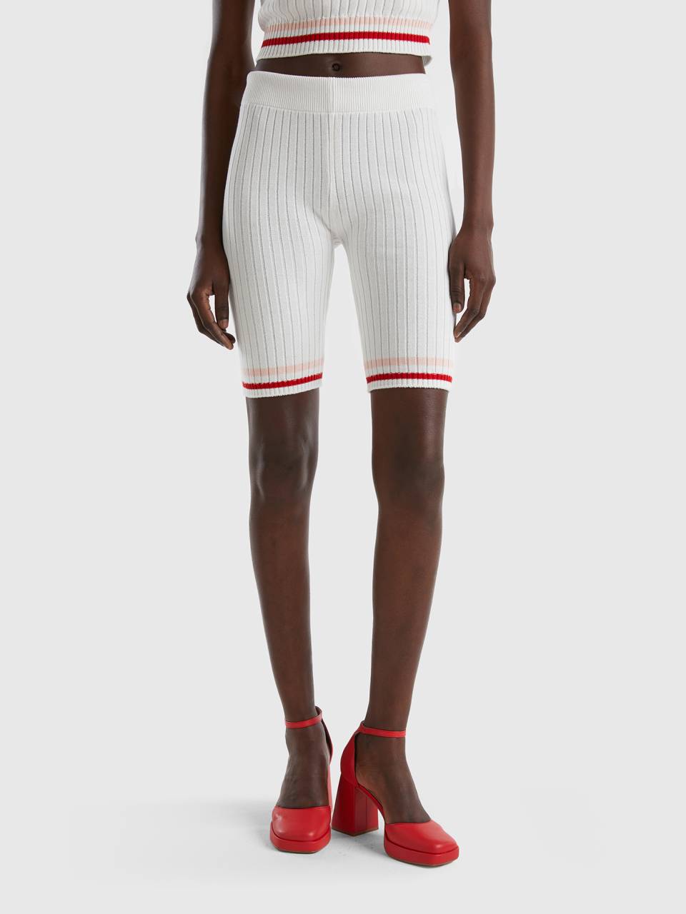 Red and white biker sale shorts