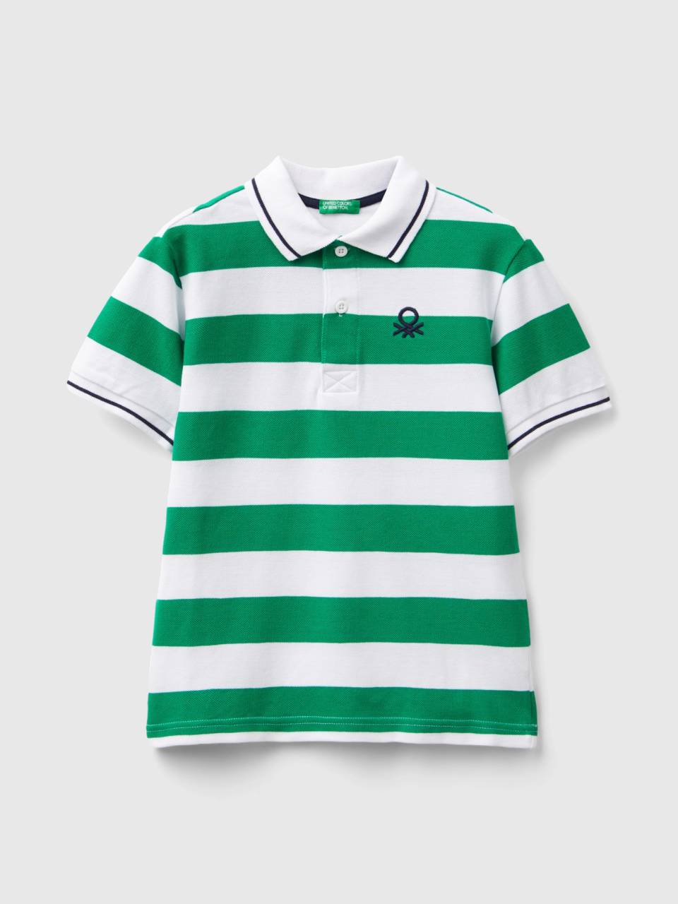 Short sleeve polo with stripes Green Benetton