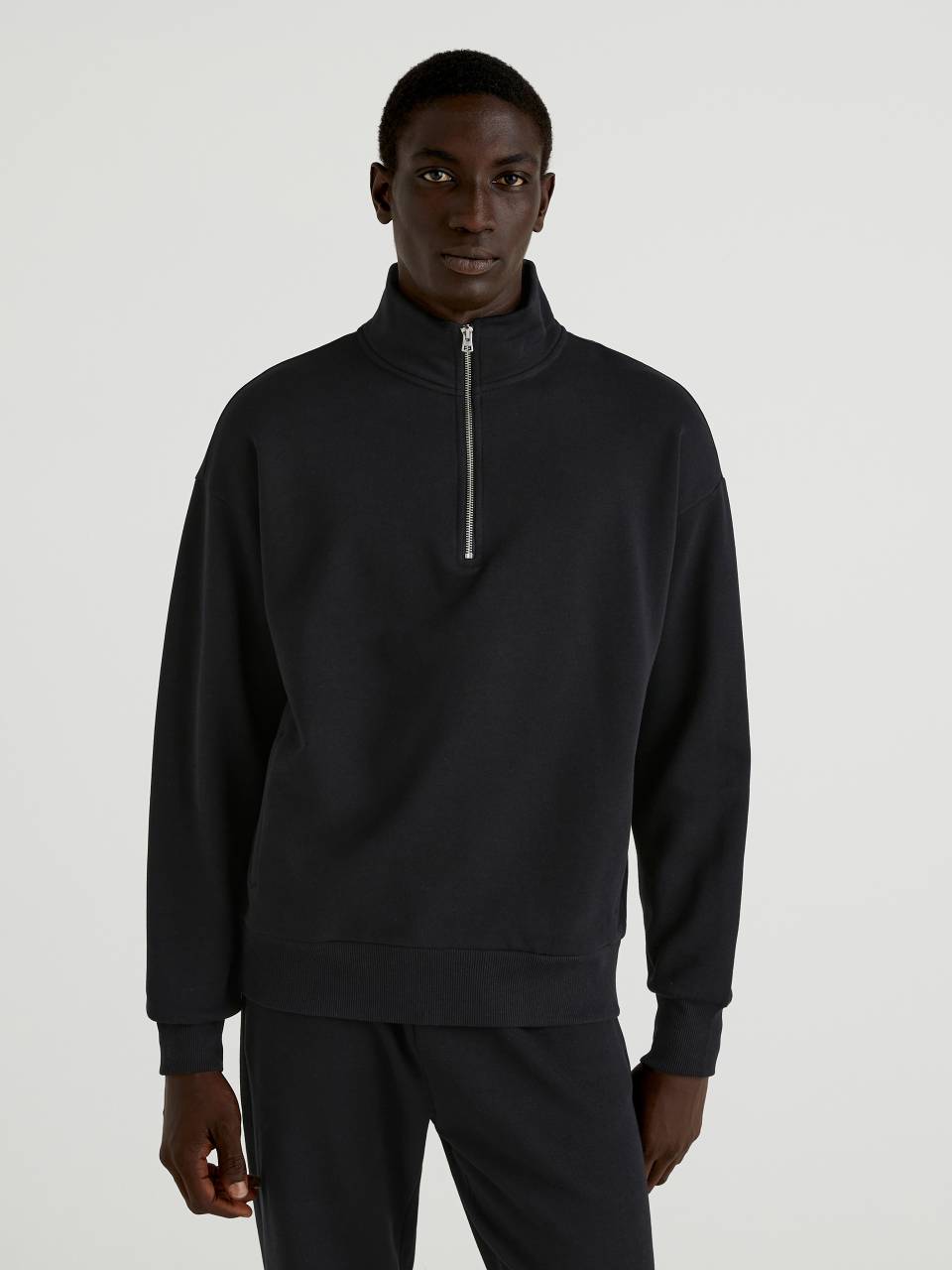 High neck zip hoodie hot sale