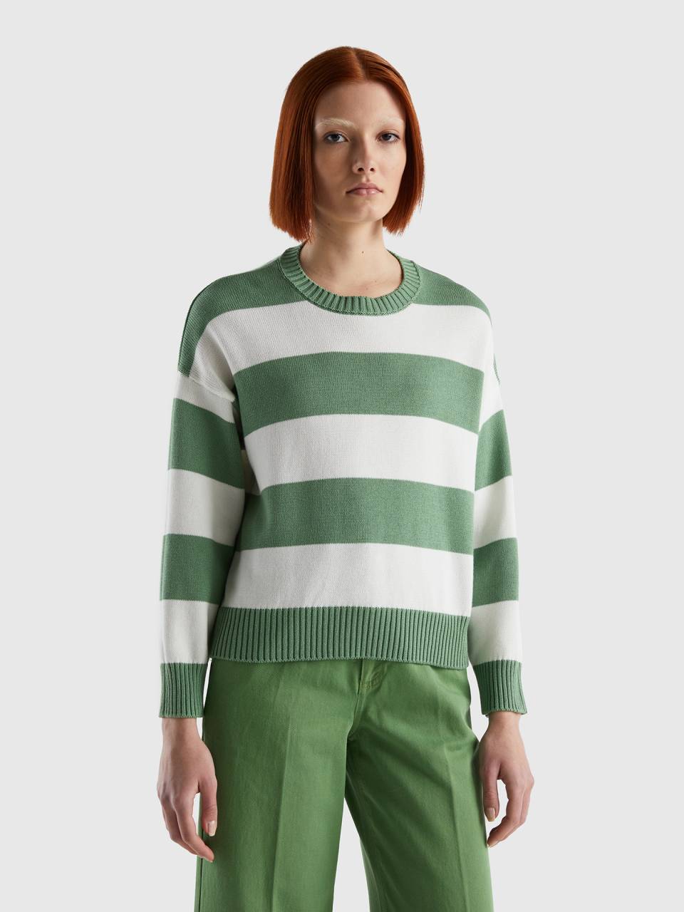 Women's Green Striped Sweaters