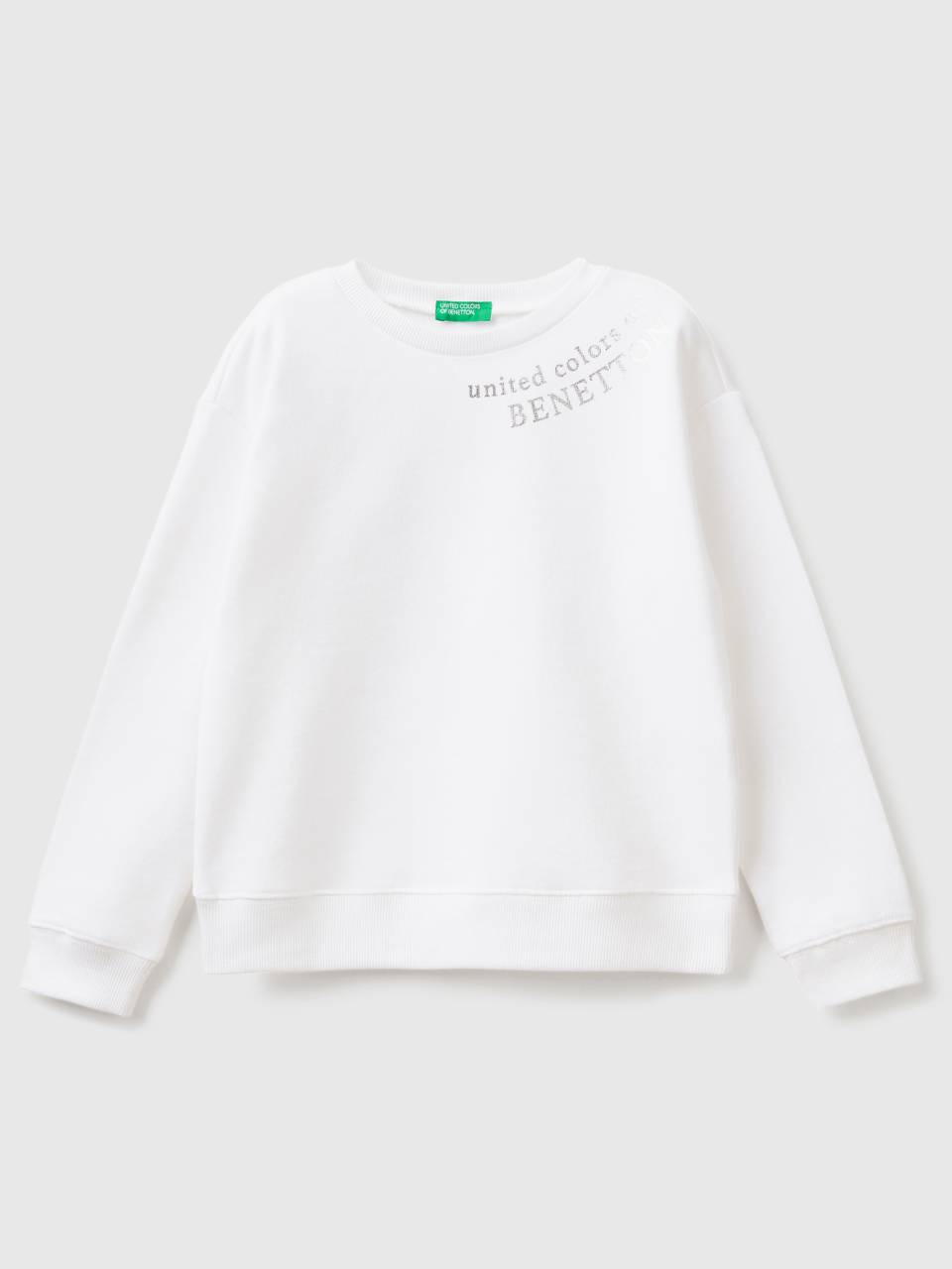 100% cotton sweatshirt with logo - White | Benetton