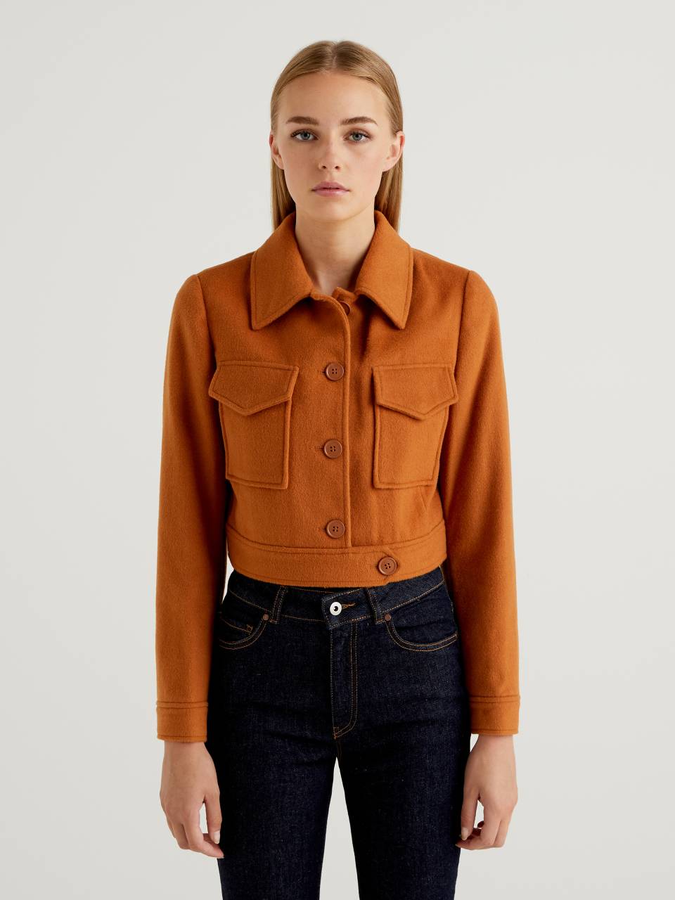 Orange on sale cropped jacket