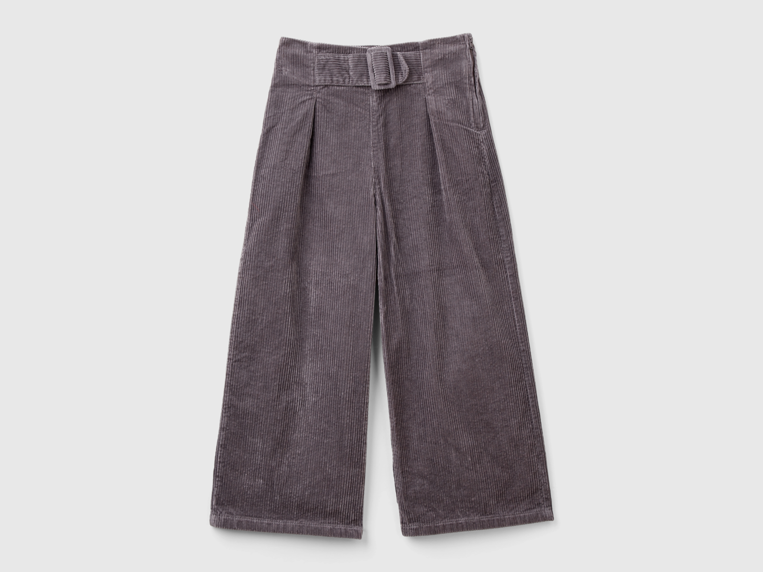 Wide fit velvet trousers - Dark Gray | Benetton