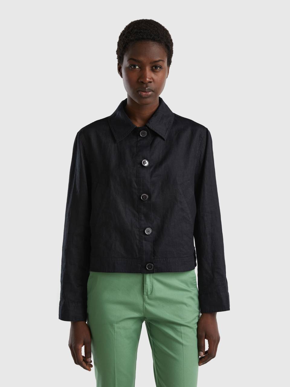 Black linen store jean jacket