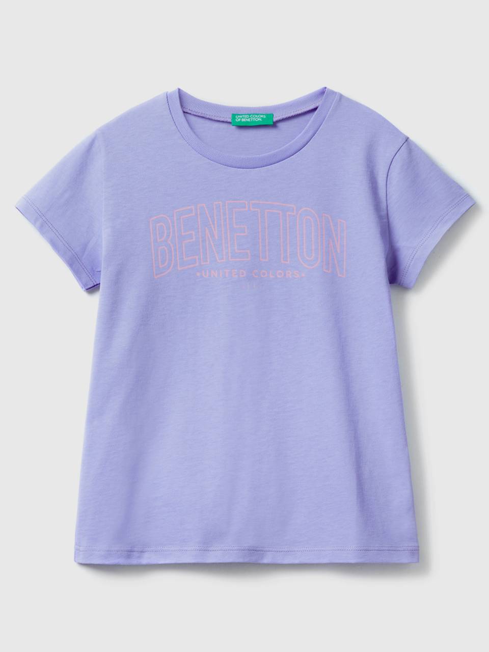 100 cotton t shirt with logo Periwinkle Benetton