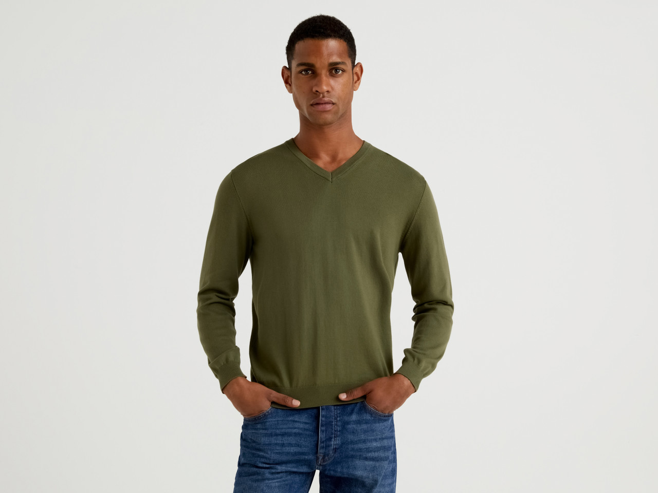 Green v deals neck shirt