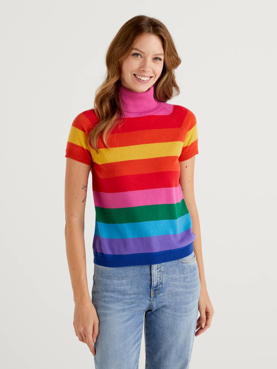 Multicolored striped turtleneck Multi color Benetton