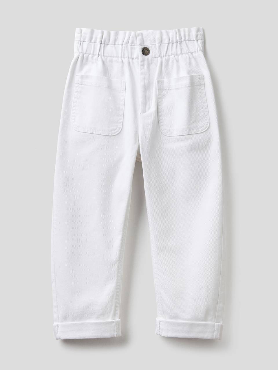 White high waisted outlet paperbag trousers