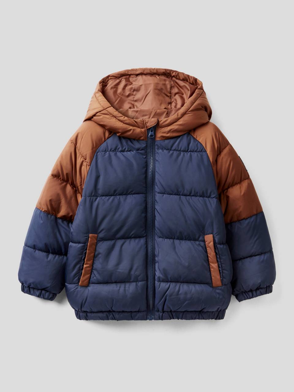 Color block puffer jacket Dark Blue Benetton