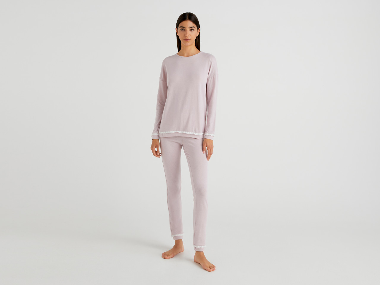 Womens Clothing Nightwear and sleepwear Pyjamas Save 37% mesh+pant Benetton Cotton Pig 3i8x3p00b Pajama Set in White 